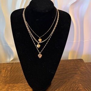 Gold Heart Pendant Layered Necklace